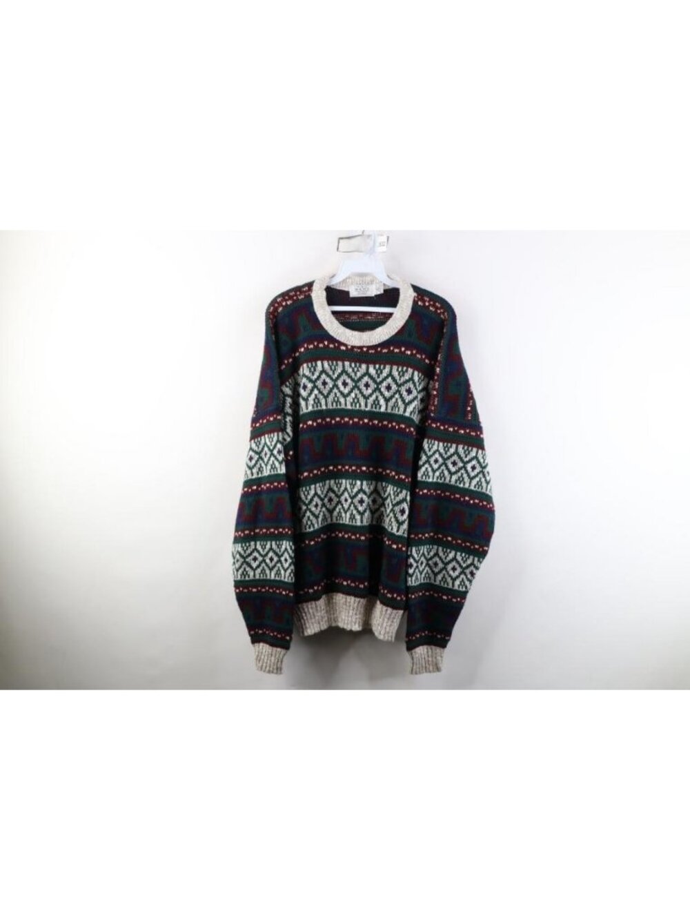 Vintage 90s Streetwear Mens XL Fair Isle Geometric Knit Crewneck Sweater USA